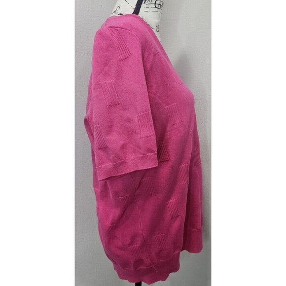 Arach & Cloz Women's Short Sleeve V-Neck Light Textured Sweater Top Pink Size XL - Picture 6 of 11